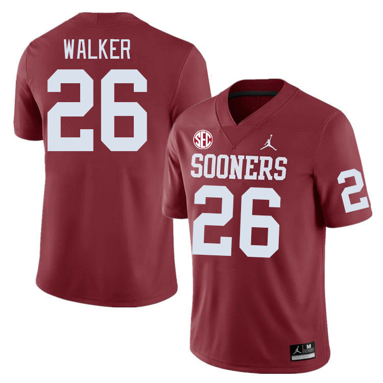 Men #26 Kani Walker Oklahoma Sooners 2024 SEC Conference College Football Jerseys-Crimson